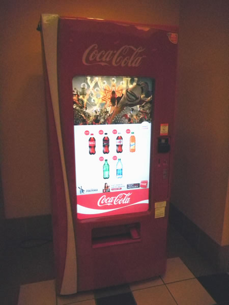 Coke vending machine with large video touchscreen