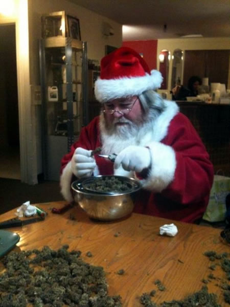 Santa and a whole pile of bud