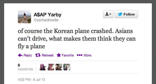 racist tweet 1 - asap yarby