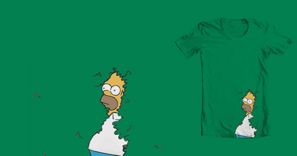 homer disppearing into bushes threadless t-shirt