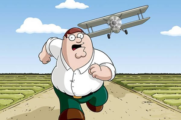 peter griffin running from plane