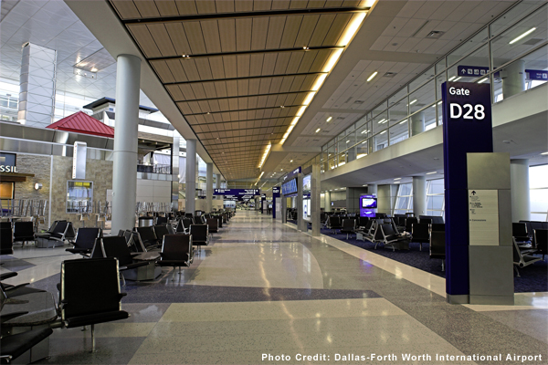 empty dallas-fort worth airport terminal