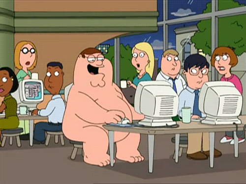 peter griffin on a computer
