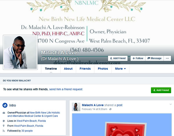 dr malachi a love facebook page