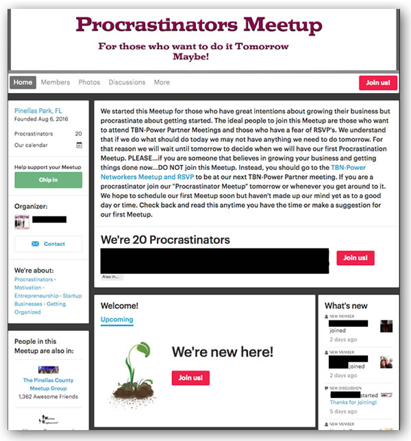 procrastinators meetup