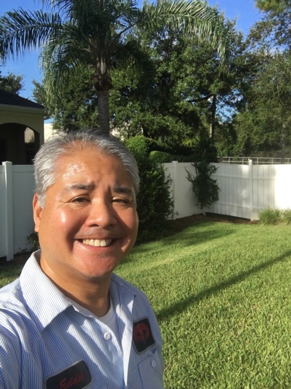 Joey deVilla poses in his yard with a blue sky in the background, on the morning of Saturday, September 9, 2017.