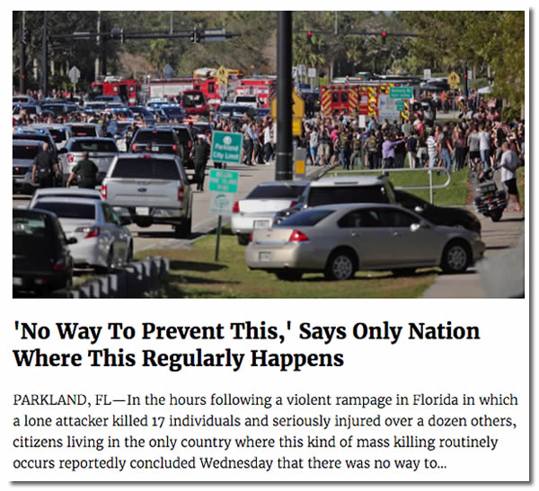 Article from 'The Onion': ‘No Way To Prevent This,’ Says Only Nation Where This Regularly Happens