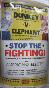 Poster: "Donkey v. Elephant: Stop the Fighting!"