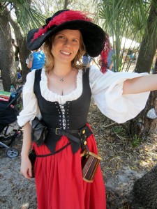 Young lady in full renaissance faire dress