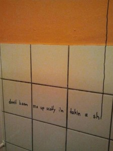 Bathroom grafitto: "Don't beam me up Scotty I'm taking a shiiiii"
