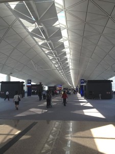 Long gate hallway at Hong Kong airport