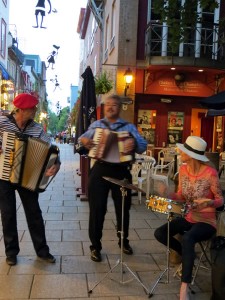 Bob Fournier and Joey deVilla jamming on their accordions on Le Petit Champlain in Quebec City