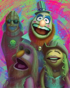 Painting: Dr. Teeth and the Electric Mayhem as the Devil’s Rejects (“Muppets as Horror Movie Icons” series)