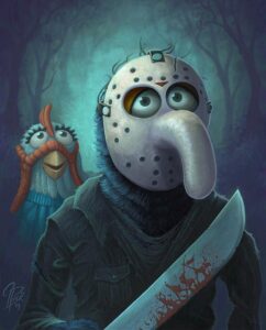 Painting: Gonzo as Jason Voorhees (“Muppets as Horror Movie Icons” series)