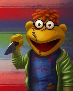 Painting: Scooter as Chucky (“Muppets as Horror Movie Icons” series)