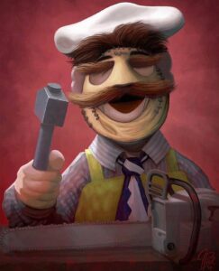 Painting: Swedish Chef as Leatherface (“Muppets as Horror Movie Icons” series)